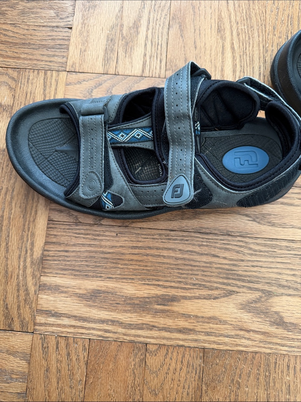FootJoy Men's Gray and Blue Adjustable Outdoor Sandals - Picture 3 of 4